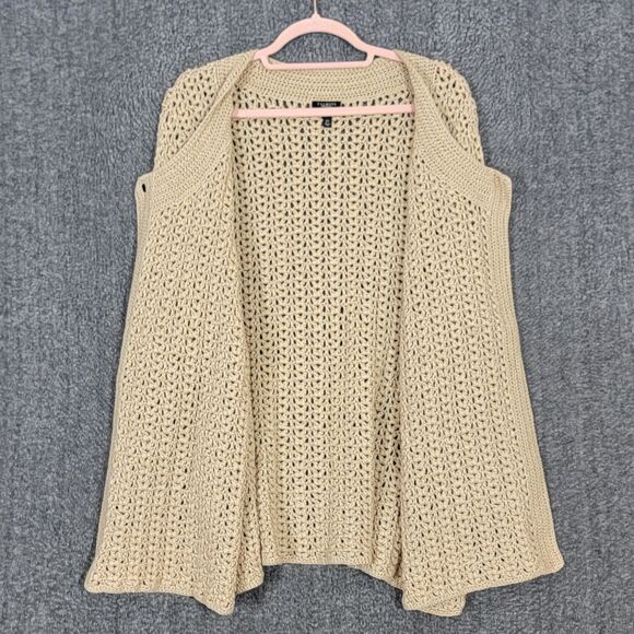 Talbots Cardigan Sweater Womens 2X Tan Hand Knit Mercerized Cotton 3-Button - Picture 10 of 13